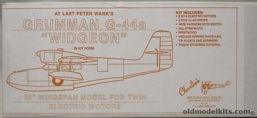 Charlies Grumman G-44A Widgeon With Electric Motors  - 28 inch Wingspan for  Electric / R/C Conversion plastic model kit